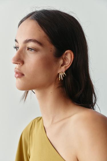 METAL RHINESTONE EAR CUFF EARRINGS - Golden by Zara - Image 0