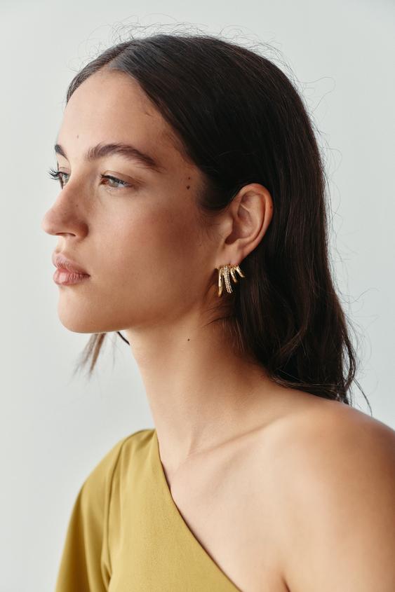 METAL RHINESTONE EAR CUFF EARRINGS - Golden by Zara - Image 0