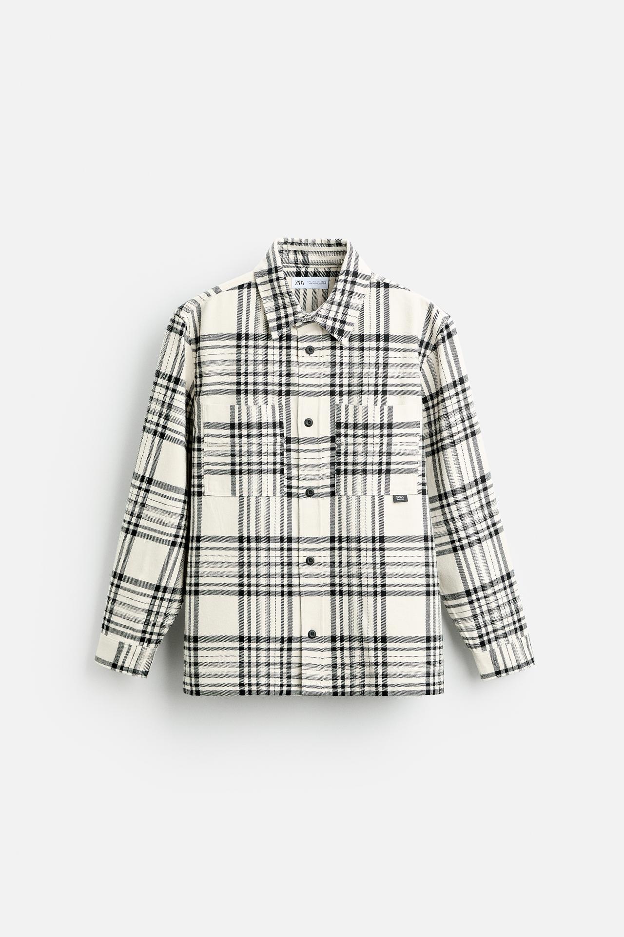 CAMISA CUADROS FRANELA - Negro de Zara