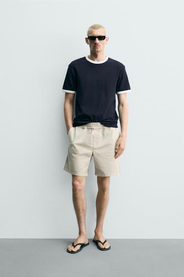 Zara RELAXED FIT TWILL SHORTS - taupe brown - Image 0