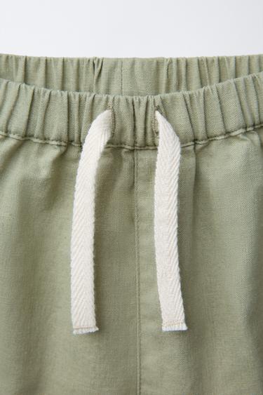 BERMUDA AVEC LIN ET COTON - Kaki de Zara - Image 2
