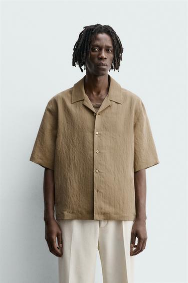 CAMISA FLUIDA RAYAS - Beige de Zara