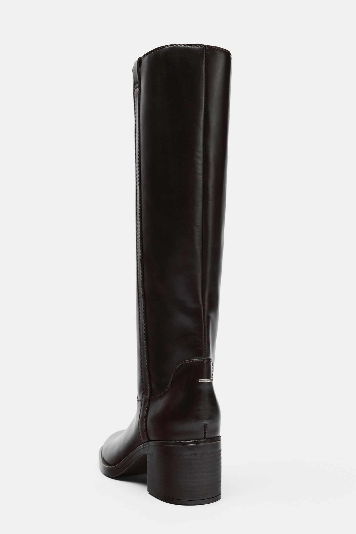 Женские ботинки Zara Leather Riding, цвет: Коричневый — фото 6