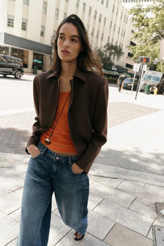 DOUBLE BREASTED LAPEL COLLAR BLAZER