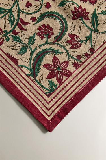 PACK OF FRAMED FLORAL COTTON CHRISTMAS NAPKINS (PACK OF 2) - Light beige by Zara - Image 2