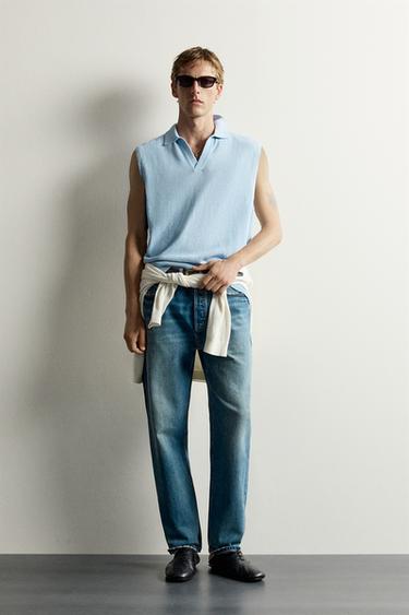 TEXTURED KNIT VEST - Light sky blue by Zara - Image 0