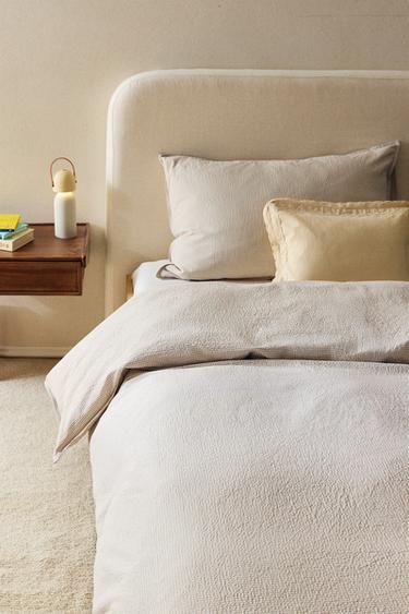 CHILDREN'S SEERSUCKER DUVET COVER - Greyish by Zara - Image 0