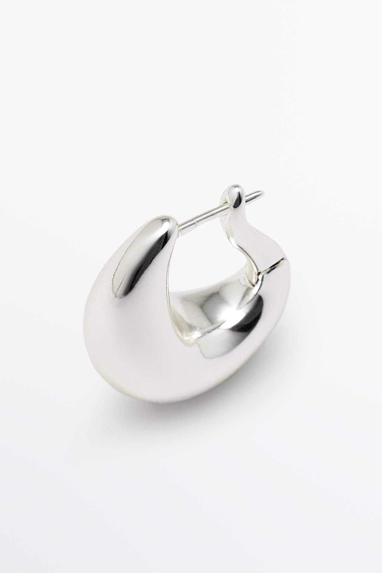Teardrop detail hoop earrings — Silver