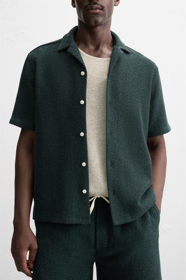 CHEMISE RELAXED FIT STRUCTURÉE - Bleu / Vert de Zara - Image 4