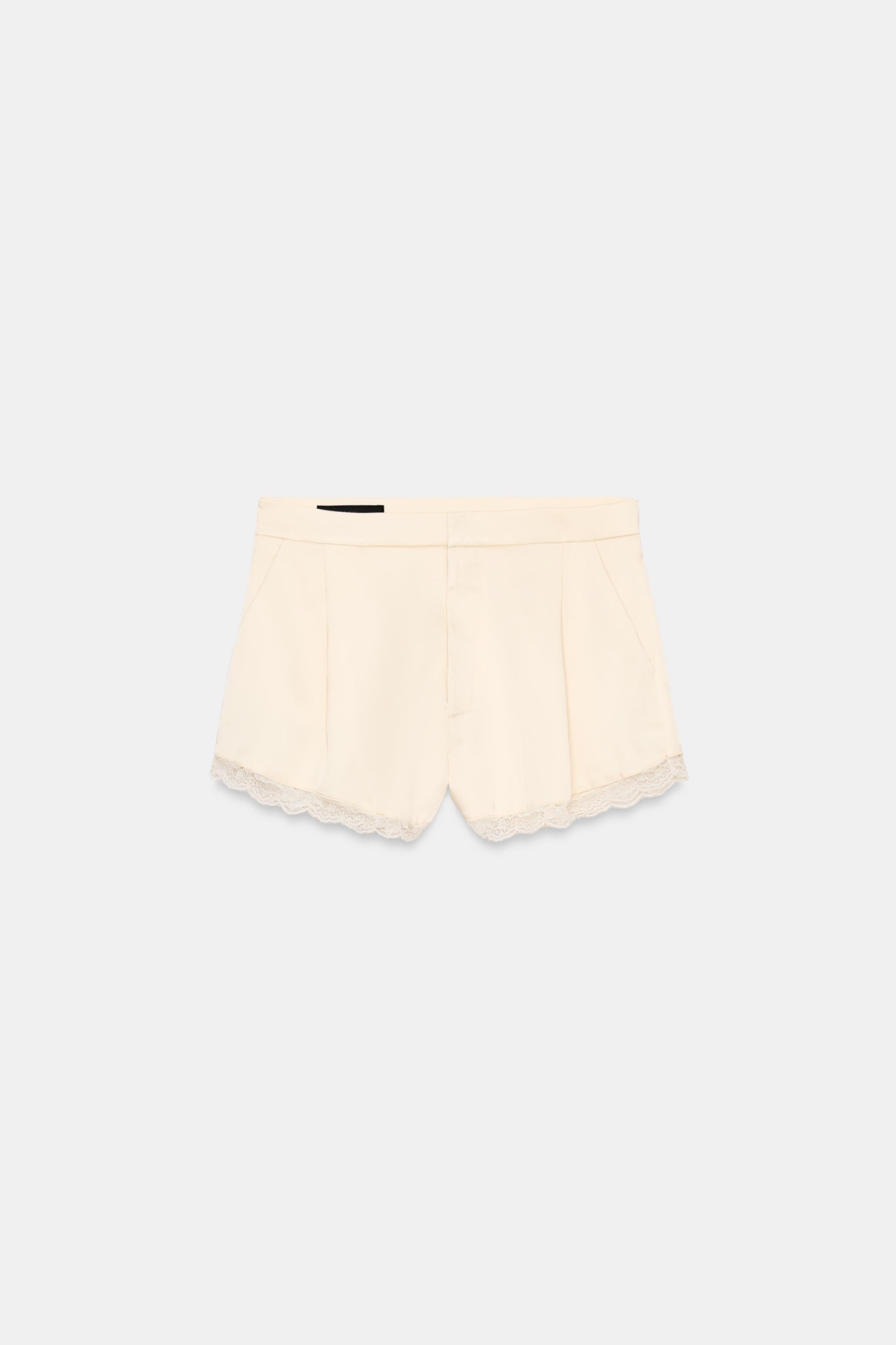 レースサテンショートパンツ - バニラ | ZARA Japan / 日本
