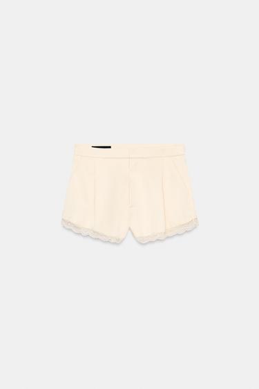 SHORT EN SATIN ET DENTELLE - Vanille de Zara - Image 5