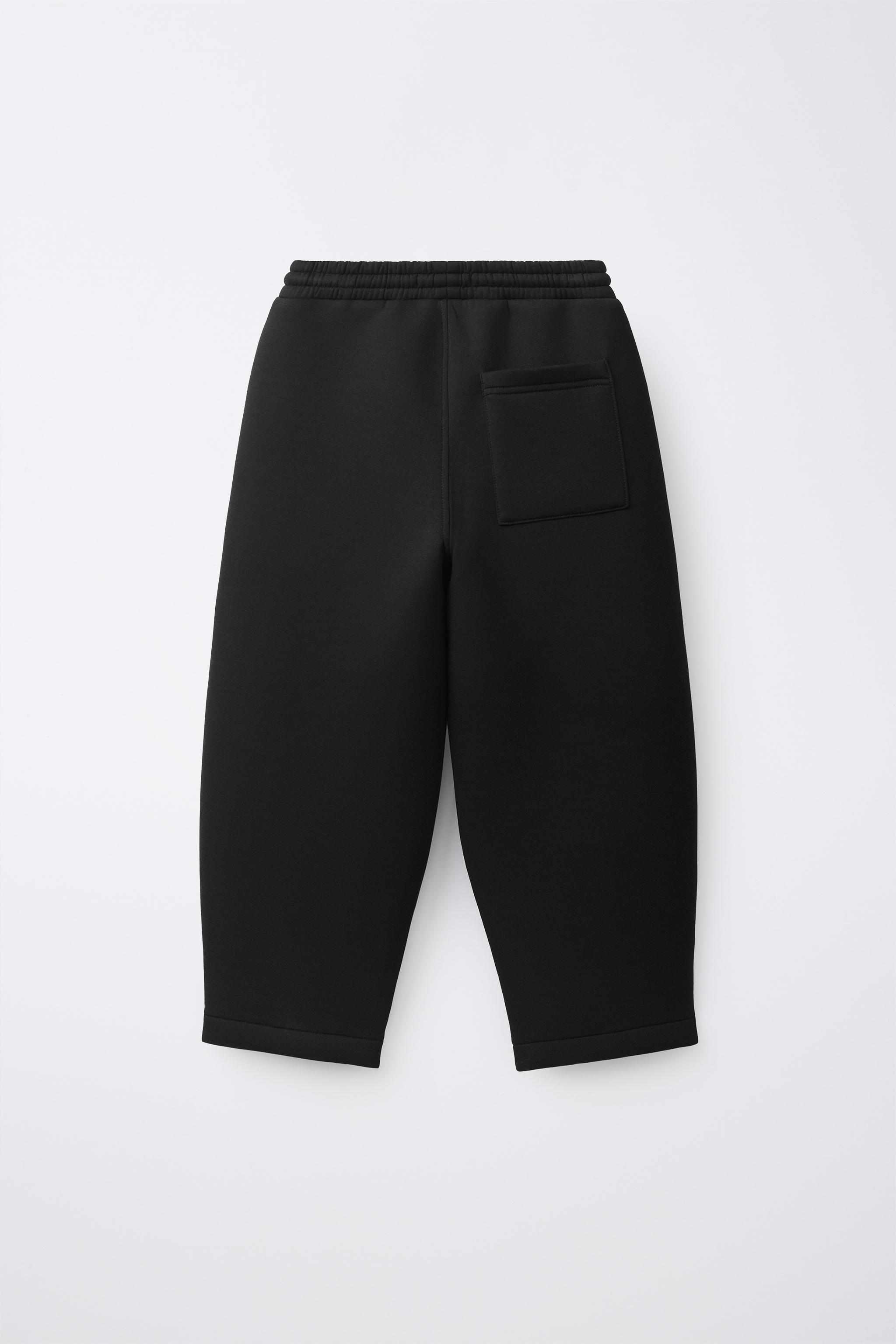 NEOPRENE-EFFECT BARREL PANTS