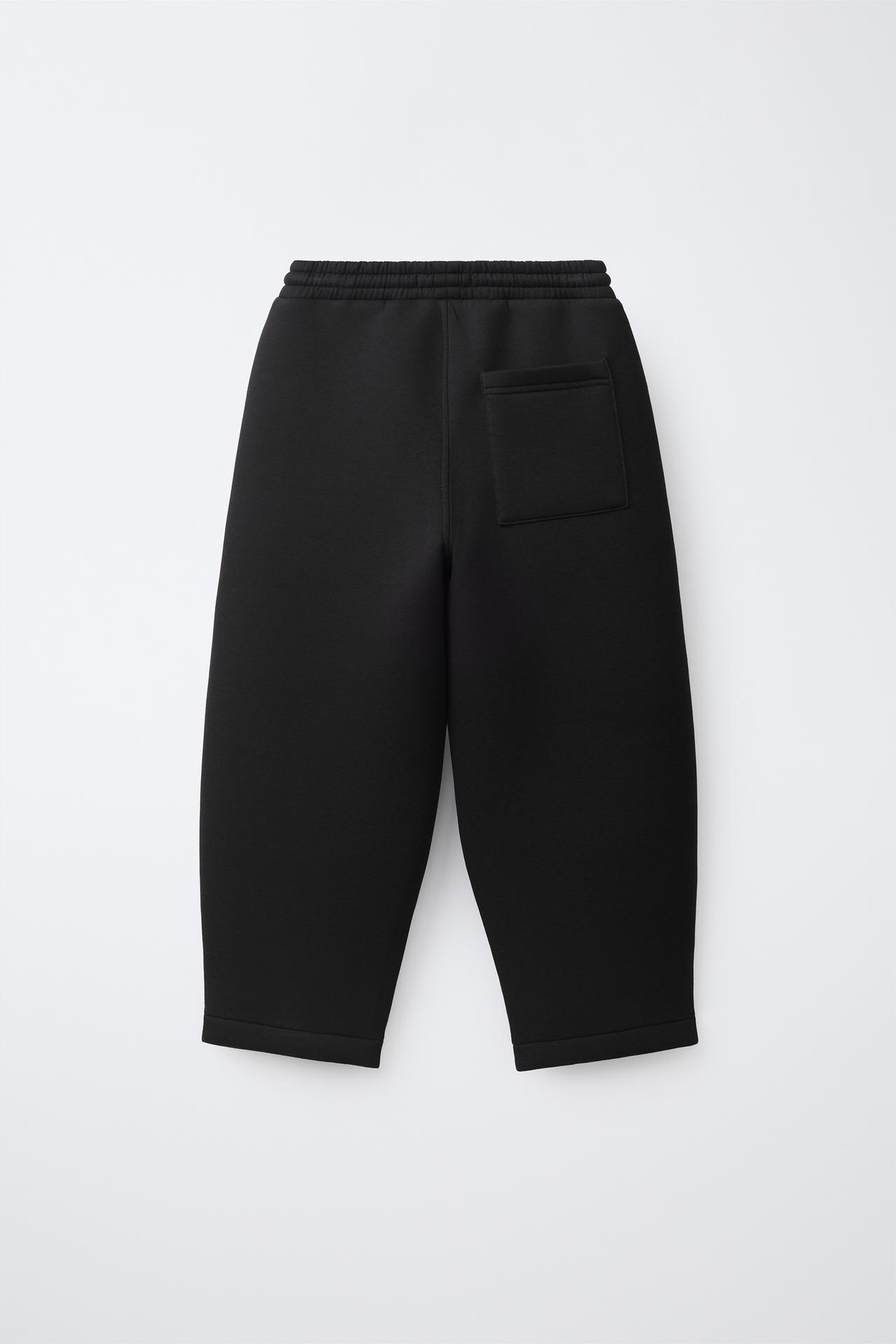 NEOPRENE EFFECT BARREL PANTS — Black