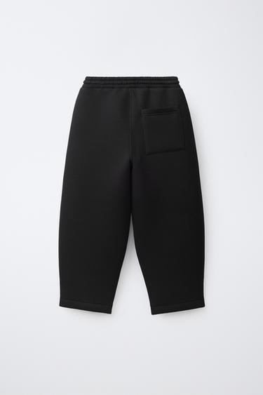 NEOPRENE EFFECT BARREL PANTS — Black 2