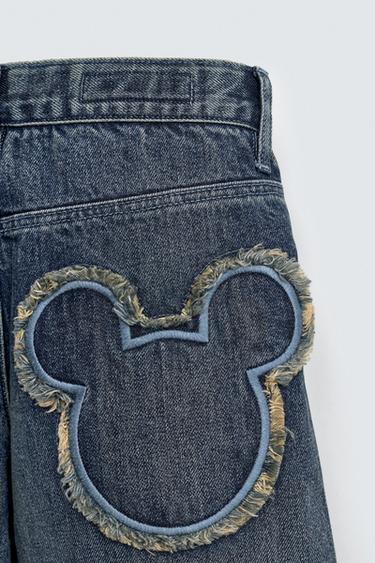 MICKEY SILHOUETTE PATCH WIDE-LEG JEANS HARRY LAMBERT FOR ZARA X DISNEY - Blue by Zara - Image 3