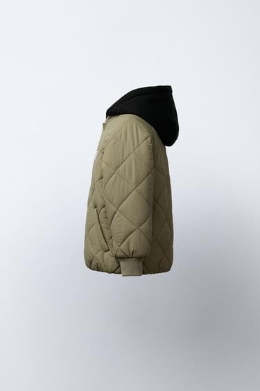 BLOUSON REMBOURRÉ CAPUCHE COMBINÉE - Kaki de Zara - Image 2