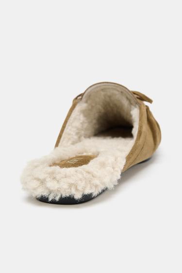 MOCASSINS OUVERTS À L'ARRIÈRE EN CROÛTE DE CUIR - Beige de Zara - Image 5