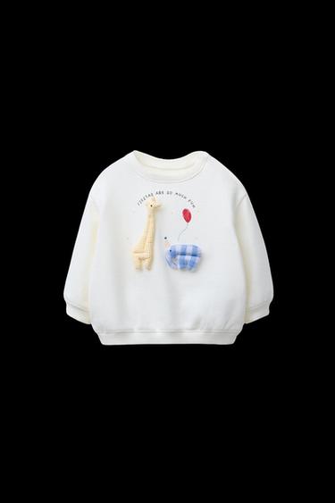 Zara 3D ANIMAL SWEATSHIRT - Light ecru - Image 0