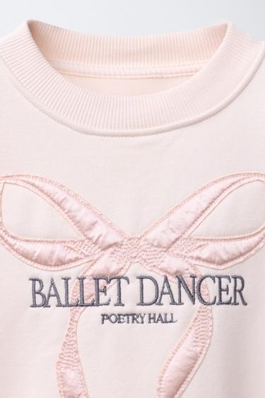 SWEAT AVEC NŒUD BRODÉ EN SATIN - Rose de Zara - Image 2