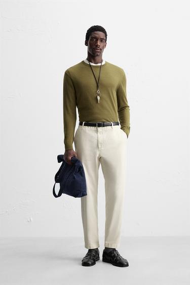 TWILL CHINO TROUSERS - Oyster-white by Zara