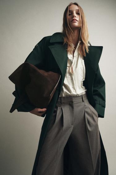 SAC MAXI SHOPPER EN CUIR VELOURS - Chocolat de Zara - Image 1