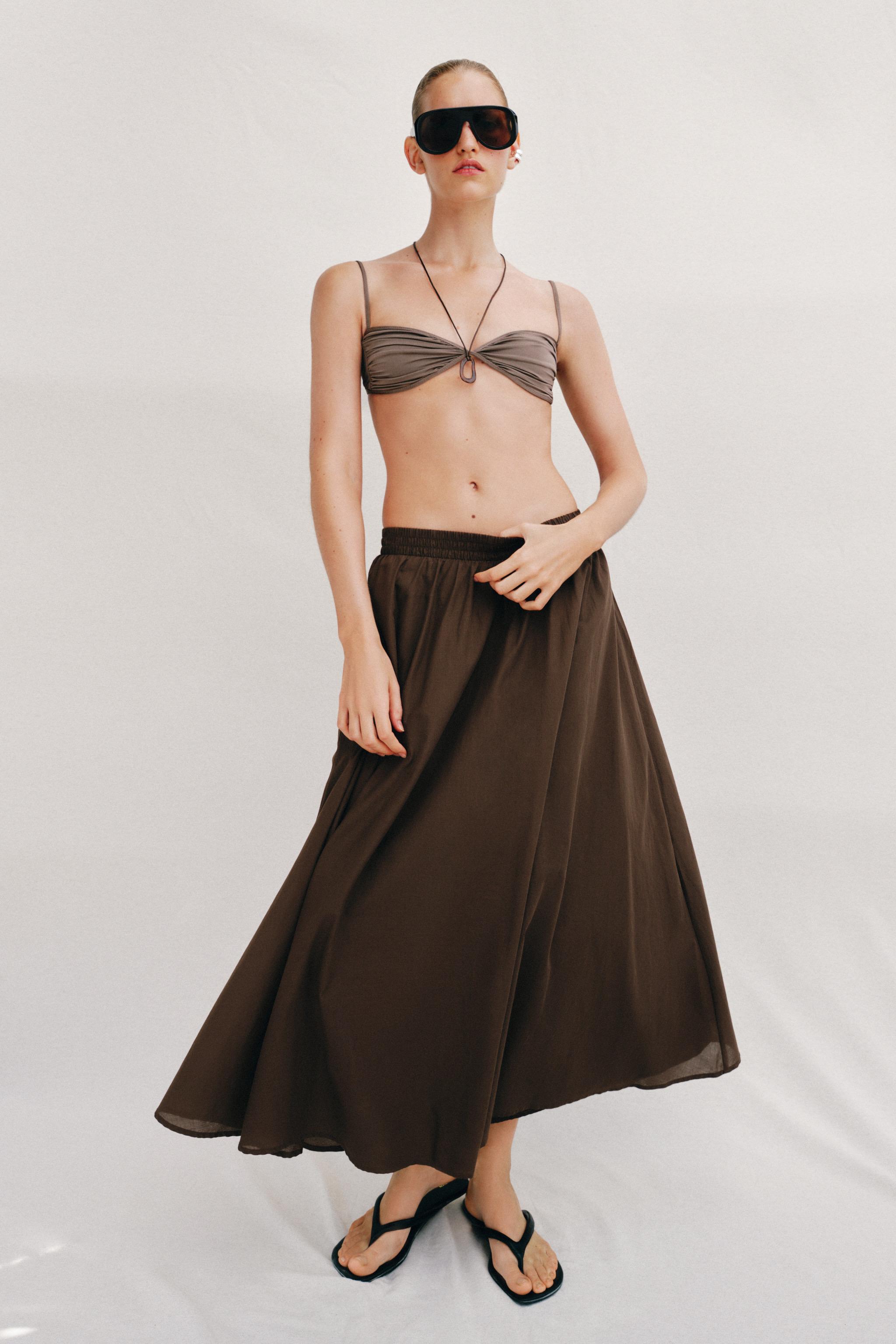 Женские юбки Zara LAYERED MIDI SKIRT