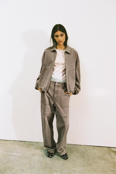 ФУТБОЛКА С ПЕРФОРАЦИЕЙ И ЦВЕТАМИ — ЭКРЮ от Zara