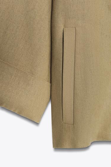 CROPPED DOUBLE-BREASTED LINEN BLEND BLAZER - Oil by Zara - Image 7