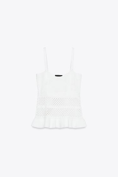 TOP EN MAILLE À VOLANT - Blanc de Zara - Image 3