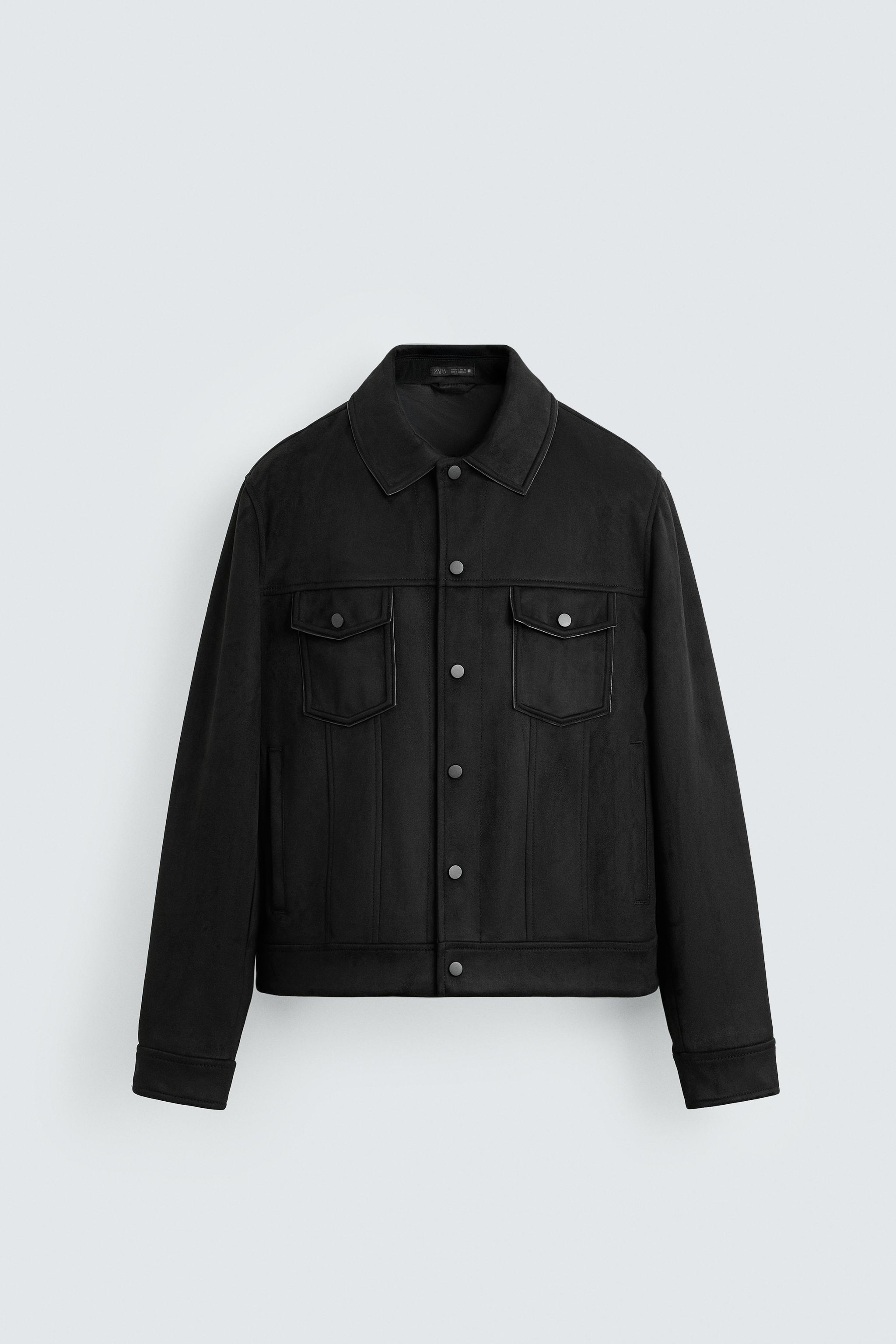 REGULAR FIT FAUX SUEDE JACKET - Black | ZARA South Africa
