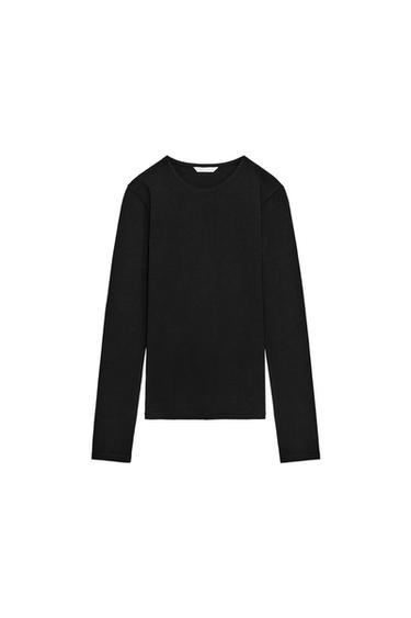 ОСНОВНА ПАМУЧНА ТЕНИСКА - Черен от Zara