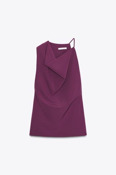 ASYMMETRIC CREPE BUCKLE TOP - Plum by Zara - Image 5