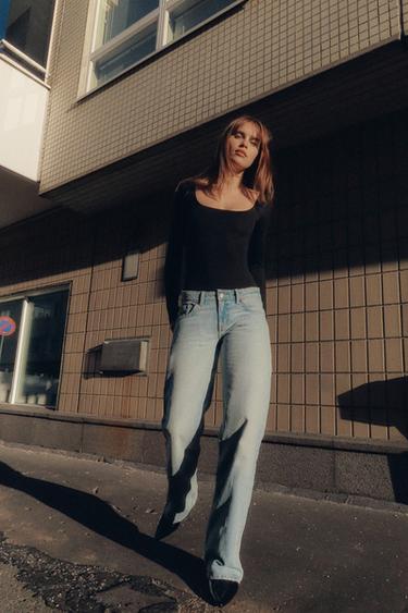 JEANS TRF WIDE LEG TIRO BAJO - Azul lavado de Zara