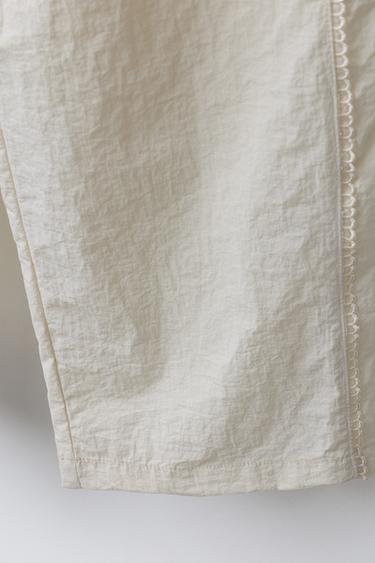 CONTRAST NYLON STRAIGHT-LEG TROUSERS - Ecru by Zara - Image 3