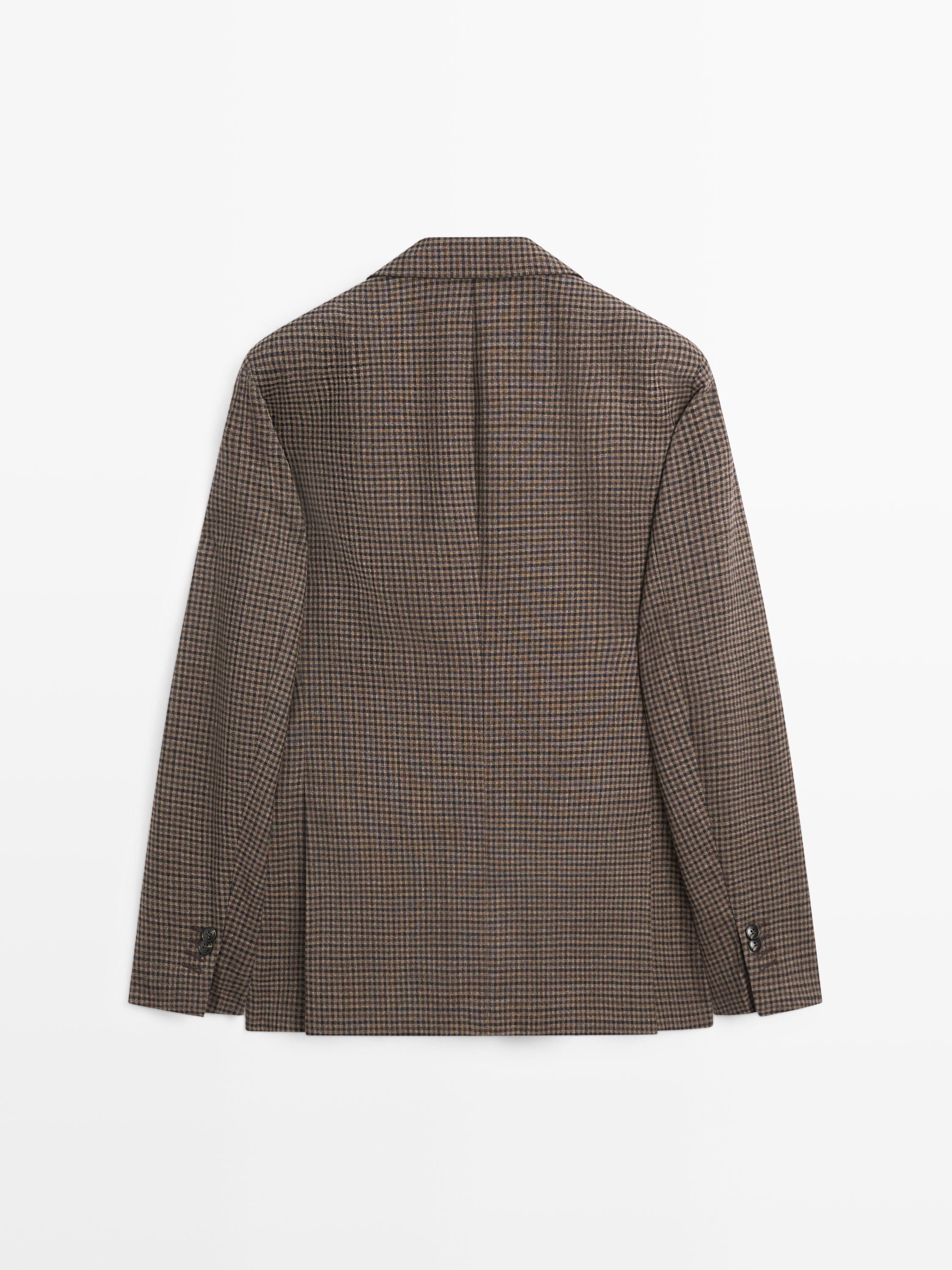 100% wool tailored check blazer