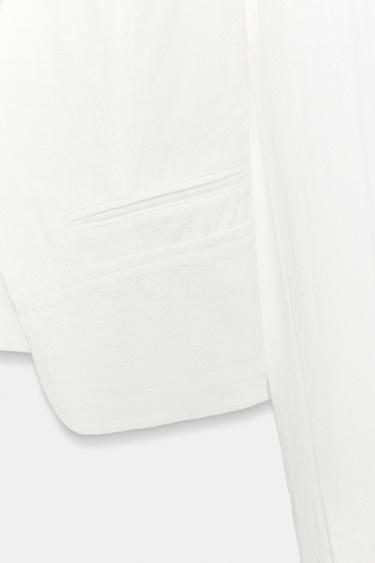 VESTE CROISÉE RAMIE - Blanc de Zara - Image 8