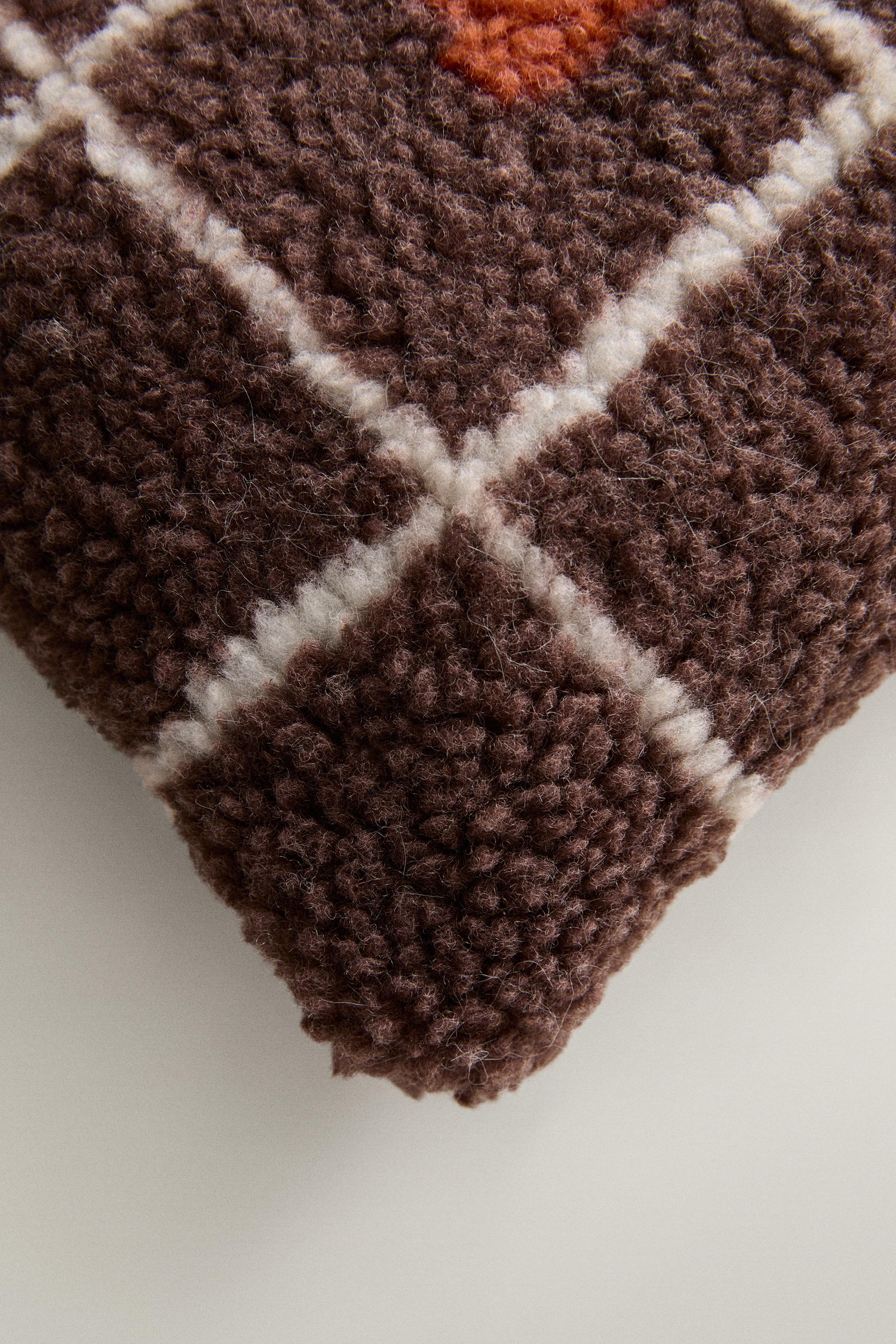 CHILDREN'S FAUX SHEARLING CUSHION WITH A — Brown
