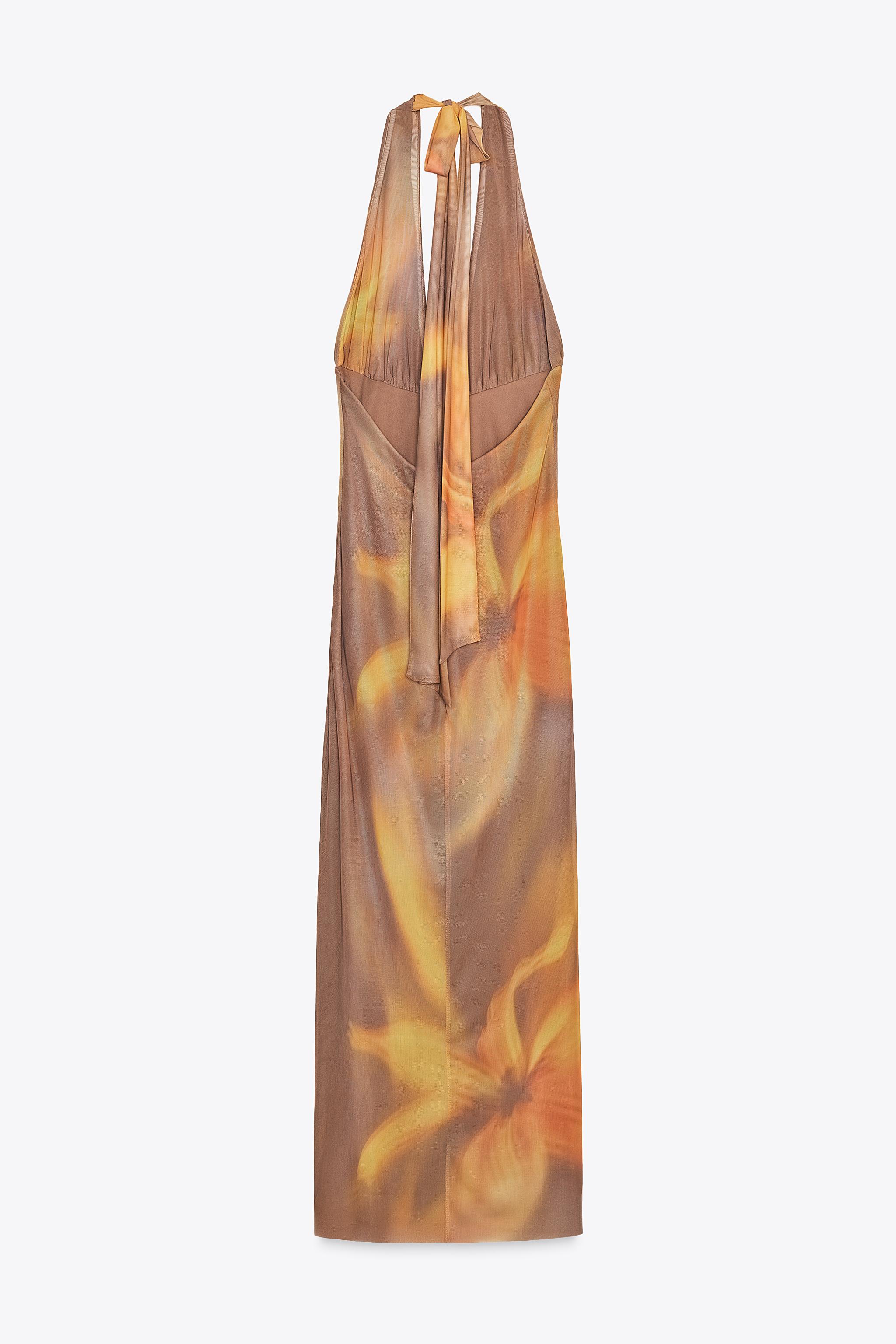 ROBE MIDI HALTER TULLE IMPRIM