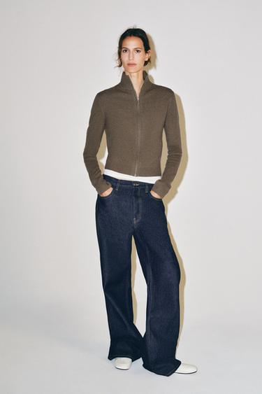 GILET 100 % LAINE ZIPPÉ - Vison de Zara - Image 0
