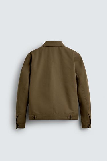 VESTE TECHNIQUE MÉLANGE DE COTON - Vert huile de Zara - Image 7