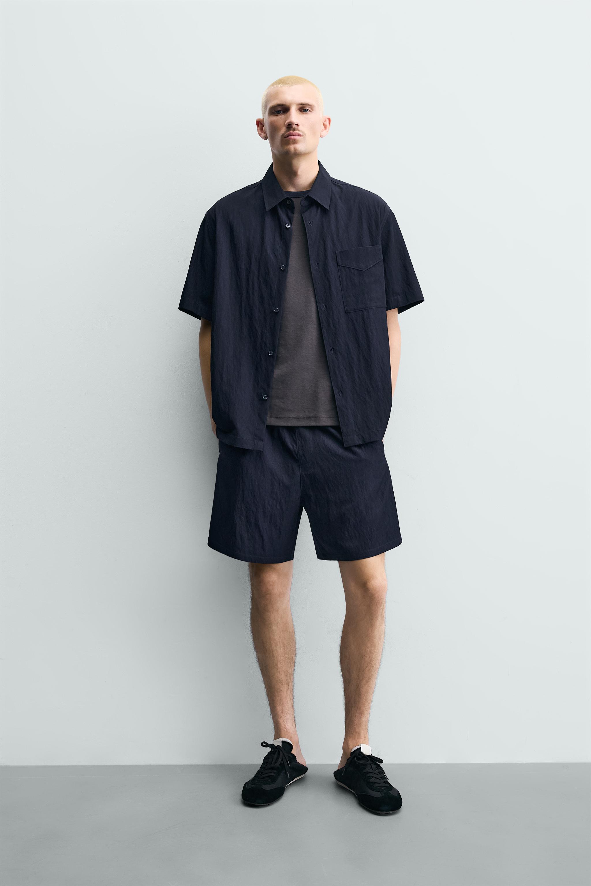 リラックスフィット フルイドバミューダパンツ - ブルー | ZARA Japan