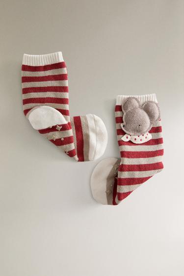 CHAUSSETTE ENFANT NOËL SOURIS - Bicolore de Zara - Image 2