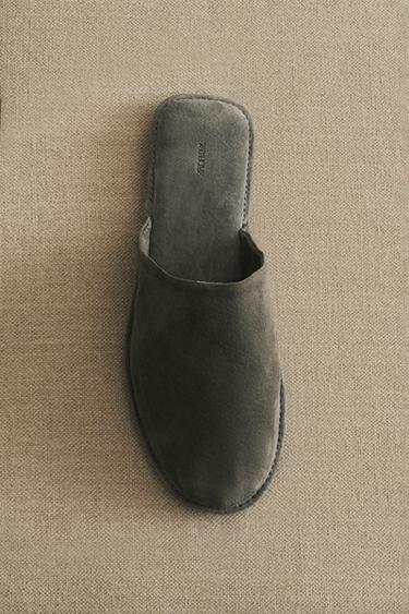 LEDER-HAUSSCHUH MIT ETUI - Grau von Zara