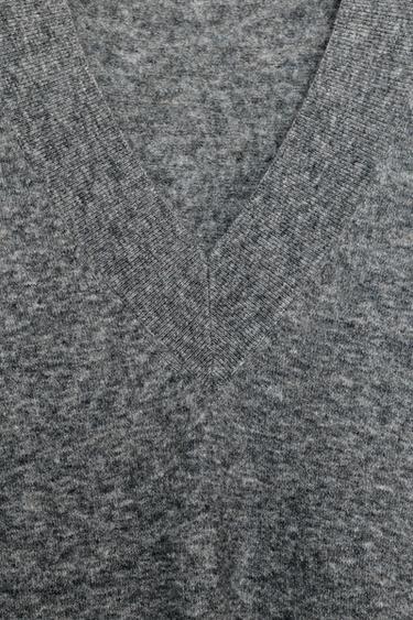 PULL OVERSIZE AVEC LAINE Gris chiné ZARA France - Main Image