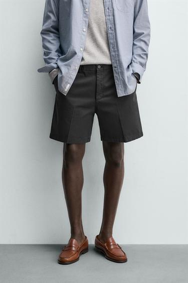 REGULAR FIT CHINO BERMUDA SHORTS - Navy blue by Zara