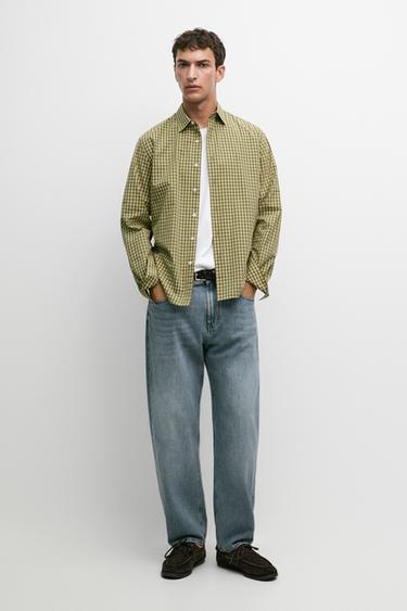 Camisa regular fit cuadros 100% algodón - Verde de Zara - Imagen 0
