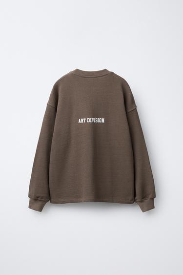 T-SHIRT IMPRIMÉ CHIFFRE - Marron / Taupe de Zara - Image 1