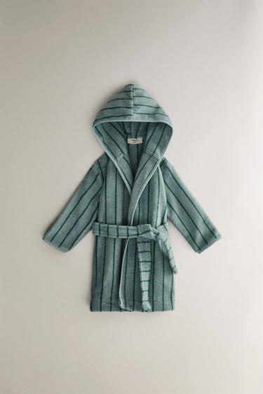 PEIGNOIR ENFANT VELOURS RAYURES - Bleu de Zara