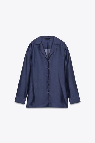 CAMISA CON SEDA ZW COLLECTION - Azul tinta de Zara