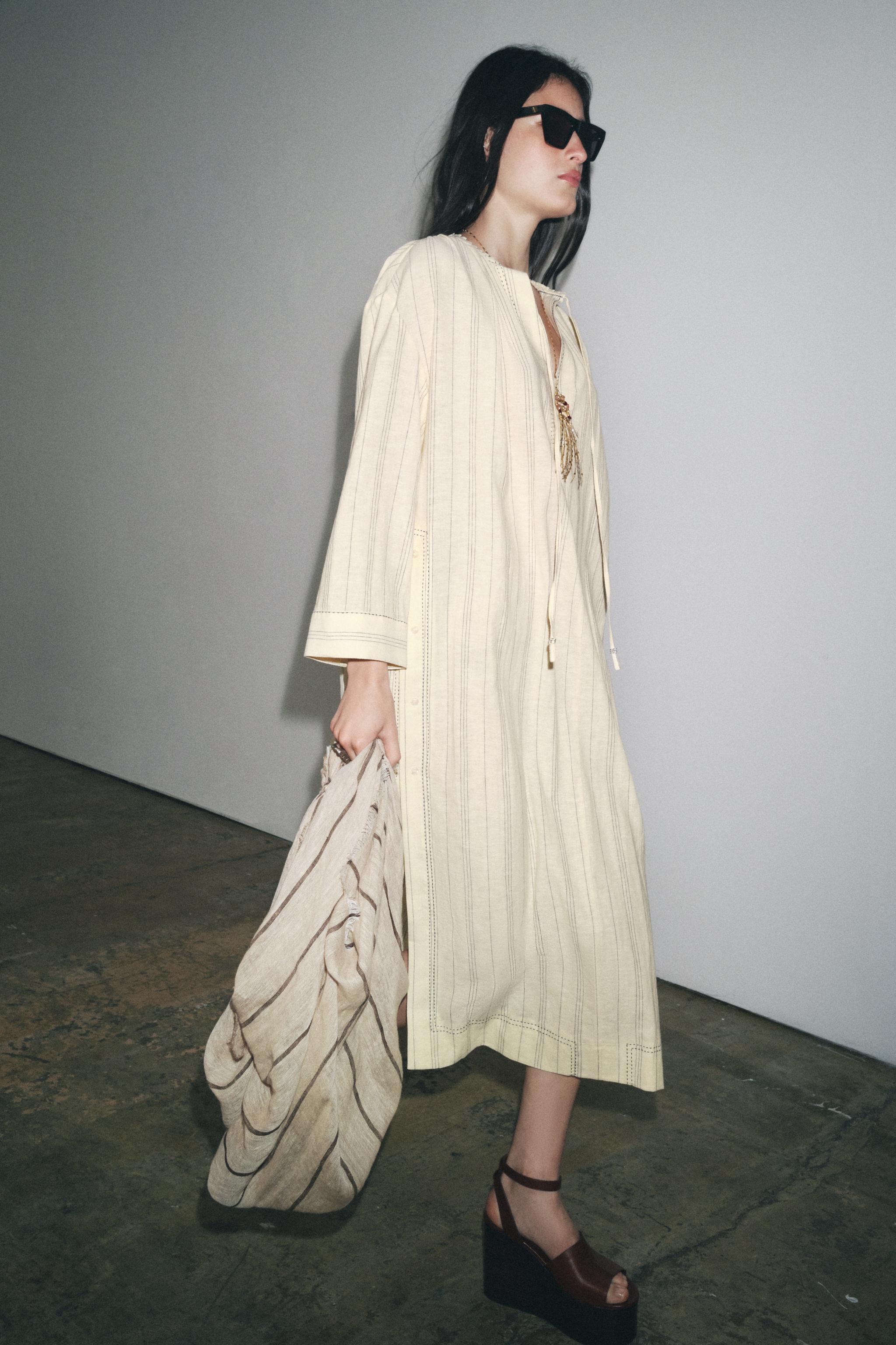 ROBE TUNIQUE RAYURES AVEC LIN ZW COLLECTION
